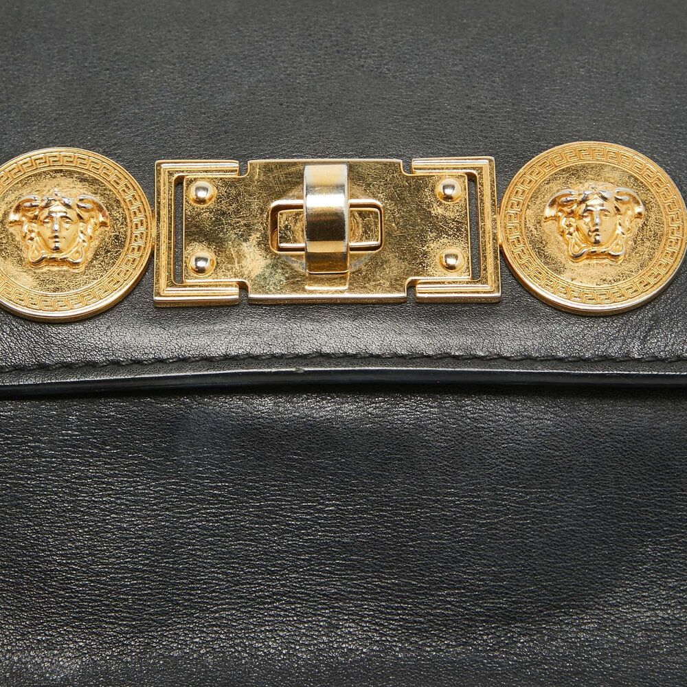 Versace Black Leather Icon Medusa Chain #129801V41B - Picture 5 of 10